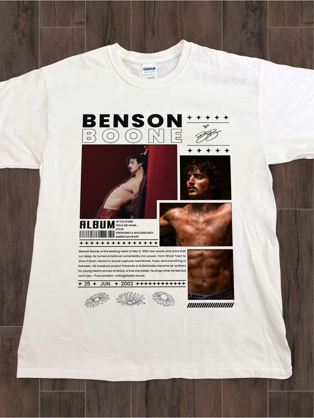 Benson Boone Tour Graphic White Gildan Tshirt